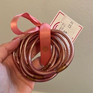 SOLD All weather bangles serenity PRA buddha girl rose gold